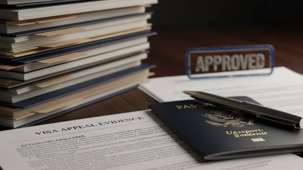 Documentos de imigração,passaporte e aprovação de visto para imigração.