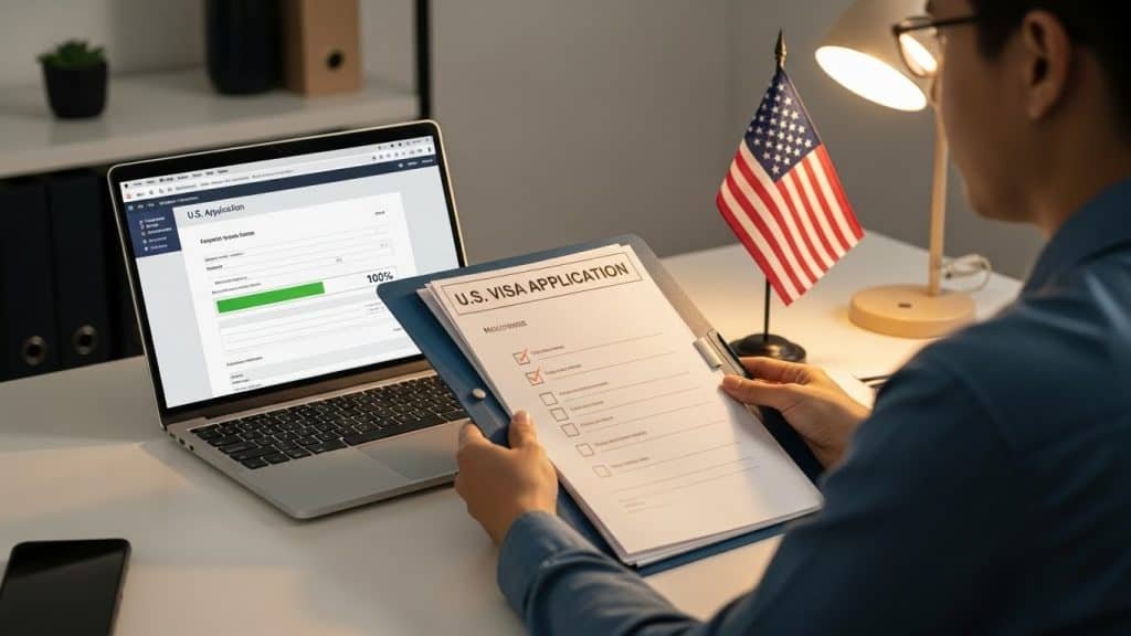 Pessoas que procuram solicitar visto para os EUA com a ajuda do novo imigrante.