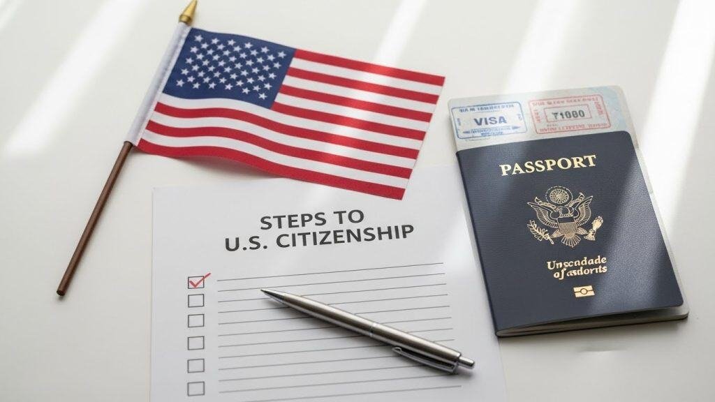 Arquivo de passaporte, visto e checklist de cidadania dos EUA para imigrantes.