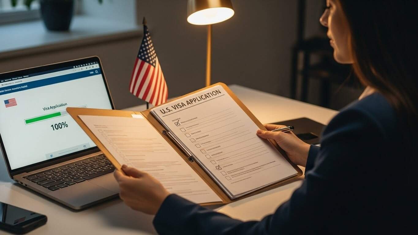 Documento de solicitação de visto dos EUA.