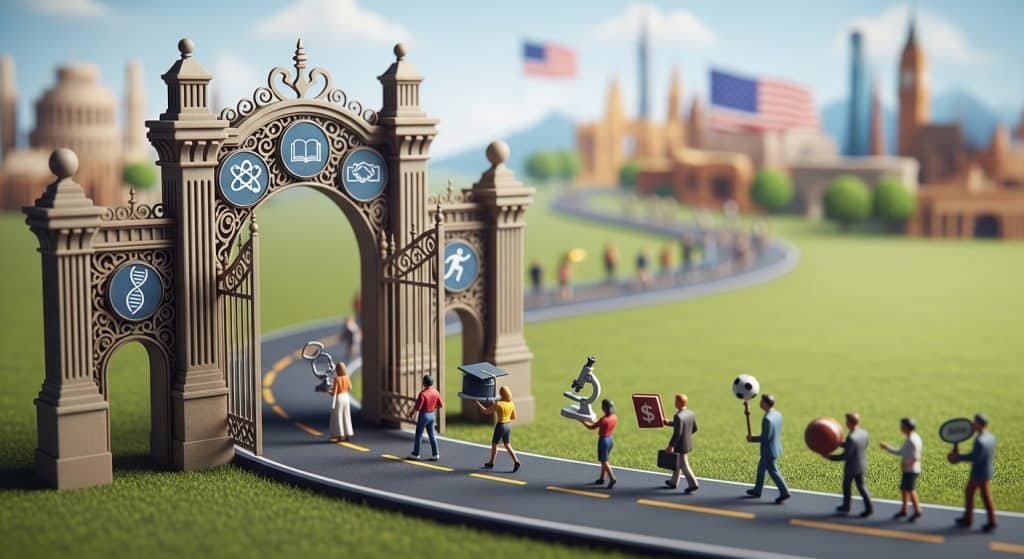 Imagem de imigrantes chegando aos EUA com esperança de visto O-1A.