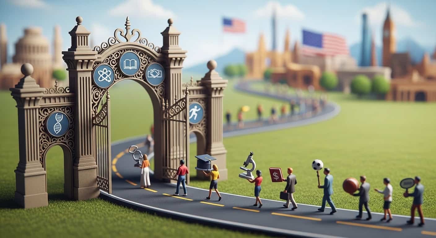 Imagem de imigrantes chegando aos EUA com esperança de visto O-1A.