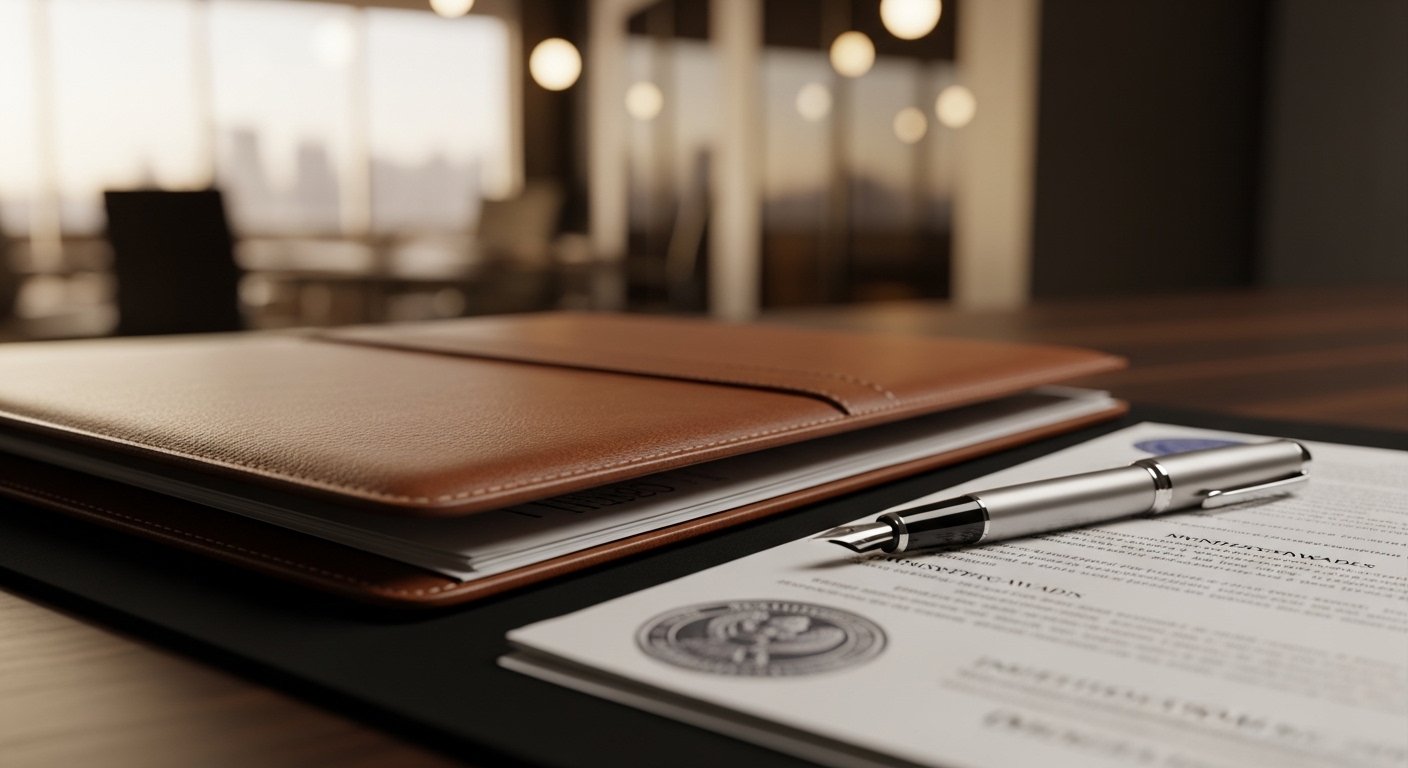 Visto O1-A: Novo Imigrante Imagem de documentos e pasta de trabalho para visto O1-A.